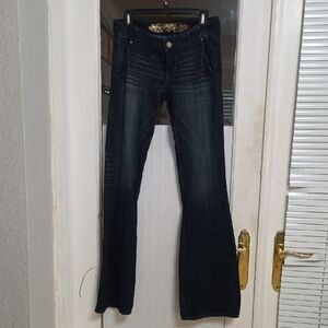 Express Dark Blue Flare Jeans Women’s Size 6 | High Rise Bootcut Denim – New.